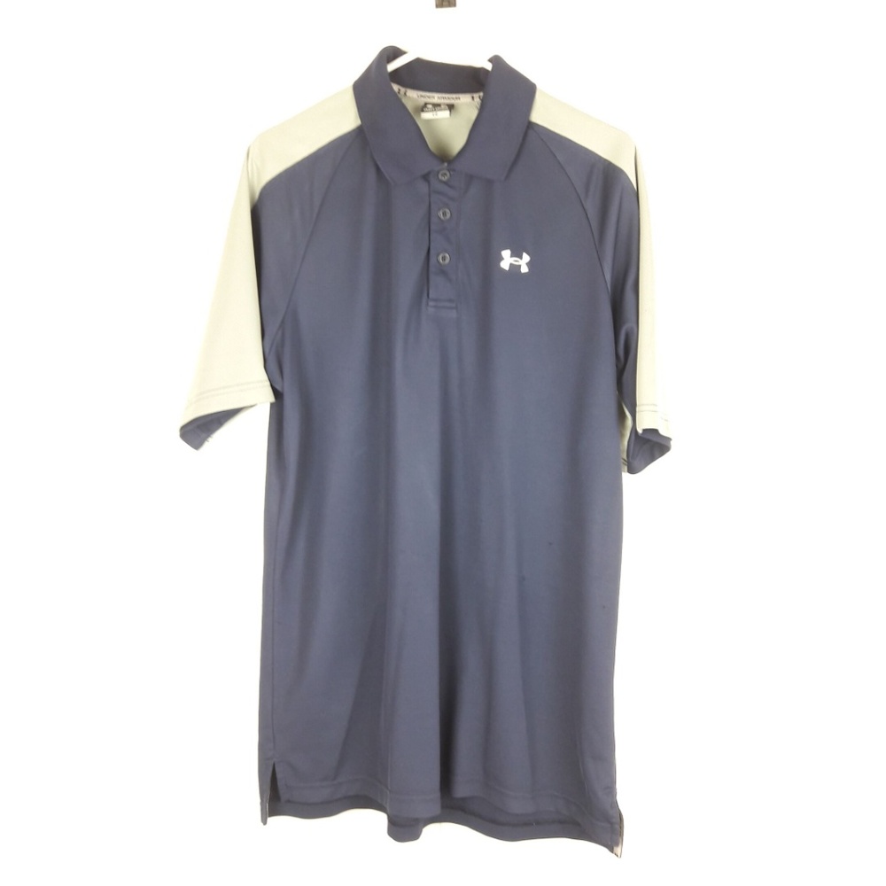 Under Armour Mens Loose Polo Shirt Size L Blue Gra